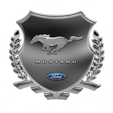 Ford Mustang Metal Emblem Self Adhesive Silver Dark Gradient Classic Logo