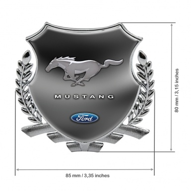 Ford Mustang Metal Emblem Self Adhesive Silver Dark Gradient Classic Logo