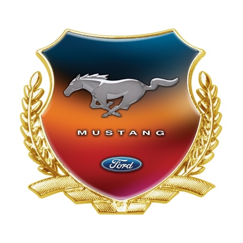 Ford Mustang 3D Car Metal Emblem Gold Colorful Gradient Classic Edition