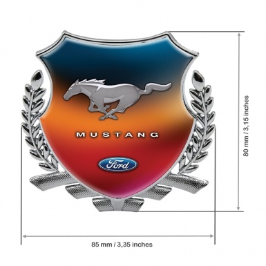 Ford Mustang 3D Car Metal Emblem Silver Colorful Gradient Classic Edition