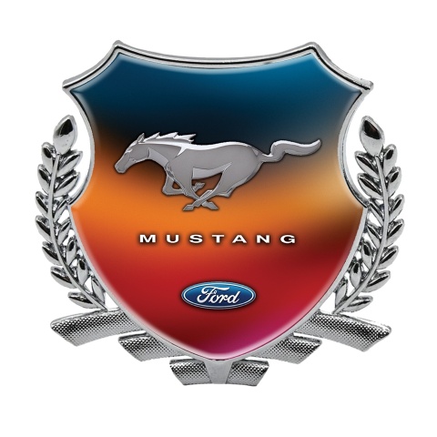 Ford Mustang 3D Car Metal Emblem Silver Colorful Gradient Classic Edition