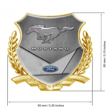 Ford Mustang Bodyside Domed Emblem Gold Brushed Metallic Plates Effect