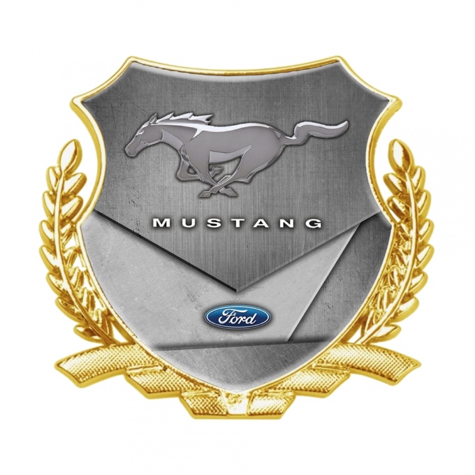 Ford Mustang Bodyside Domed Emblem Gold Brushed Metallic Plates Effect