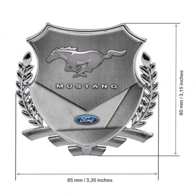 Ford Mustang Bodyside Domed Emblem Silver Brushed Metallic Plates Effect