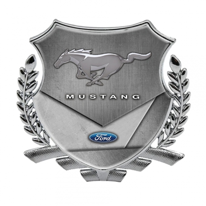 Ford Mustang Bodyside Domed Emblem Silver Brushed Metallic Plates Effect