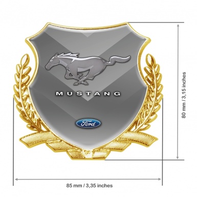 Ford Mustang 3D Domed Car Metal Emblem Gold V Shaped Logo Design