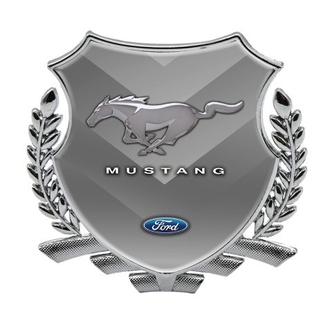 Ford Mustang 3D Domed Car Metal Emblem Silver V Shaped Logo Design