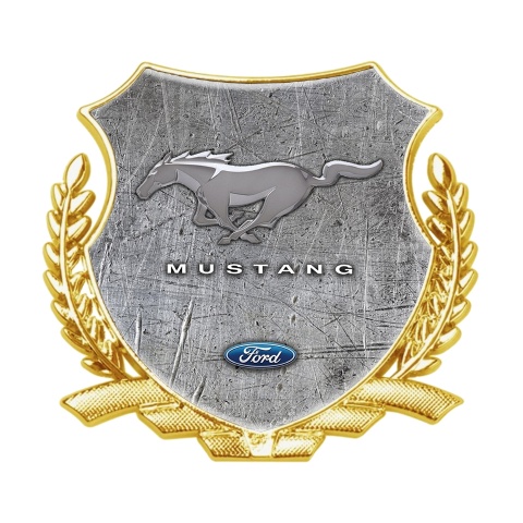 Ford Mustang Fender Emblem Domed Badge Gold Scratched Surface Effect