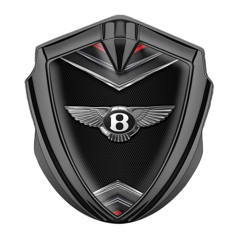 Bentley Metal Emblem Self Adhesive Graphite Black Grid Effect Clean Logo