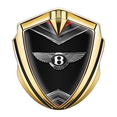 Bentley Metal Emblem Self Adhesive Gold Black Grid Effect Clean Logo