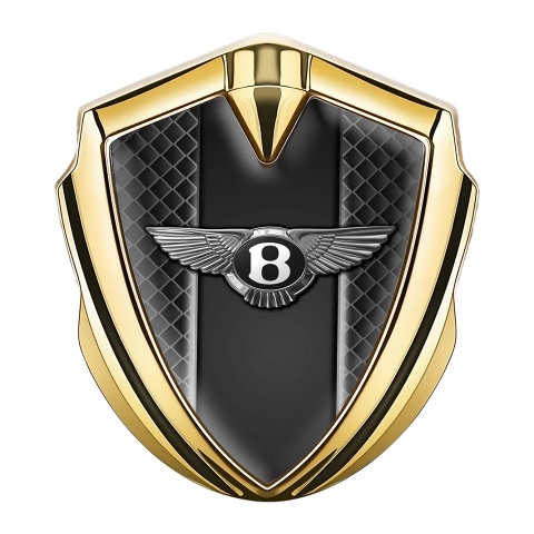 Bentley Fender Metal Emblem Badge Gold Waffle Effect Center Plate