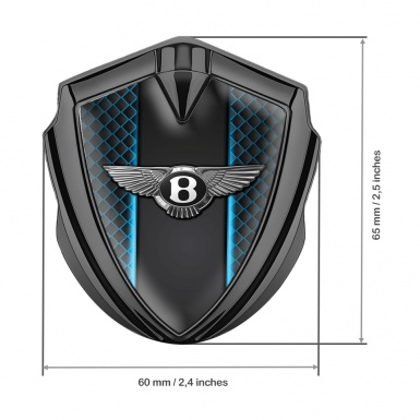 Bentley Trunk Emblem Domed Badge Graphite Blue Waffle Outer Glow Effect