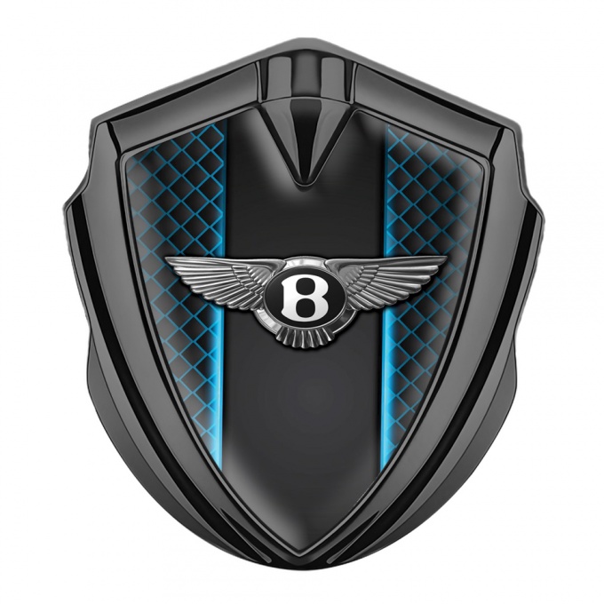 Bentley Trunk Emblem Domed Badge Graphite Blue Waffle Outer Glow Effect