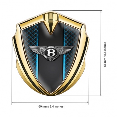 Bentley Trunk Emblem Domed Badge Gold Blue Waffle Outer Glow Effect