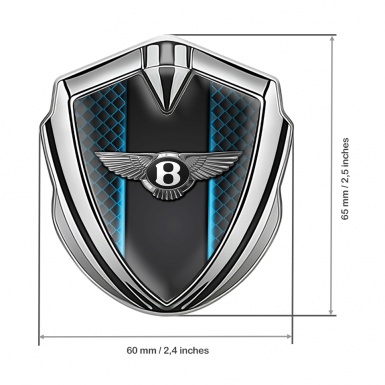 Bentley Trunk Emblem Domed Badge Silver Blue Waffle Outer Glow Effect