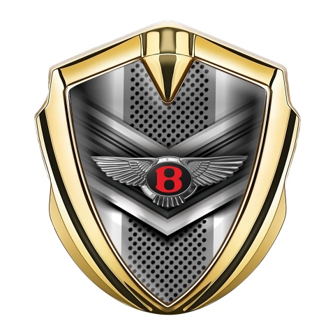 Bentley Trunk Metal Emblem Badge Gold V Shaped Plate Grid Edition