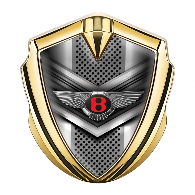 Bentley Trunk Metal Emblem Badge Gold V Shaped Plate Grid Edition