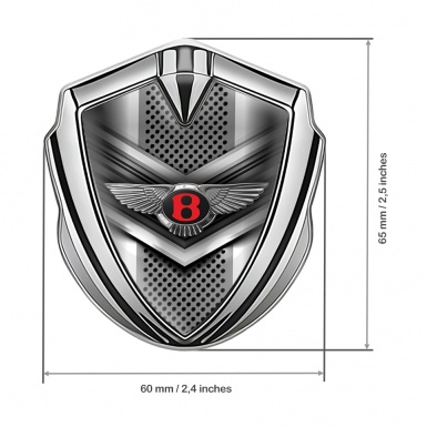 Bentley Trunk Metal Emblem Badge Silver V Shaped Plate Grid Edition