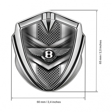 Bentley Self Adhesive Bodyside Emblem Silver Metal Grate Classic Logo