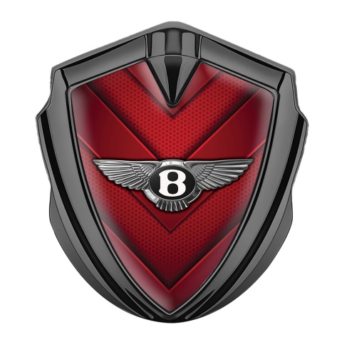 Bentley Metal Emblem Self Adhesive Graphite Red Grid V Shaped Edition