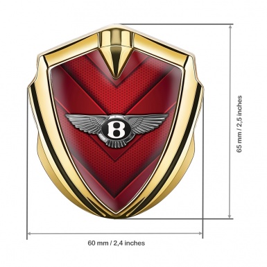 Bentley Metal Emblem Self Adhesive Gold Red Grid V Shaped Edition