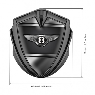 Bentley 3D Car Metal Domed Emblem Graphite Dark Base Chrome Logo Effect