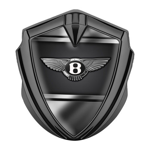 Bentley 3D Car Metal Domed Emblem Graphite Dark Base Chrome Logo Effect