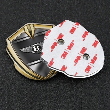 Bentley 3D Car Metal Domed Emblem Gold Dark Base Chrome Logo Effect