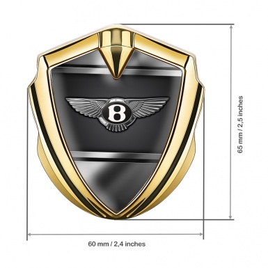 Bentley 3D Car Metal Domed Emblem Gold Dark Base Chrome Logo Effect