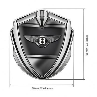 Bentley 3D Car Metal Domed Emblem Silver Dark Base Chrome Logo Effect