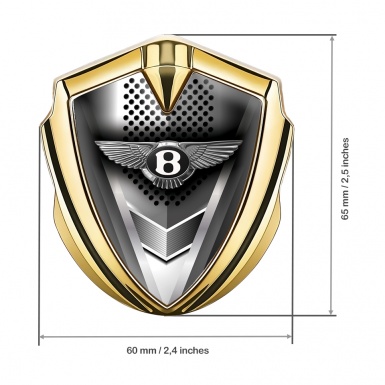 Bentley Bodyside Domed Badge Gold Metal Grid Bladed Effect Edition