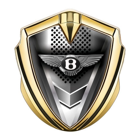 Bentley Bodyside Domed Badge Gold Metal Grid Bladed Effect Edition