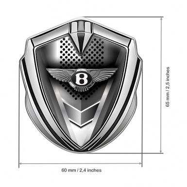 Bentley Bodyside Domed Badge Silver Metal Grid Bladed Effect Edition