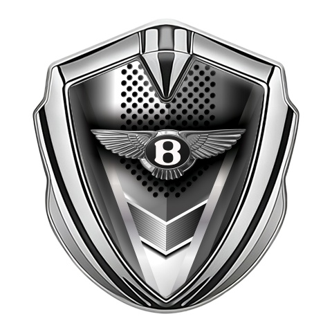 Bentley Bodyside Domed Badge Silver Metal Grid Bladed Effect Edition