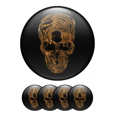Skull  Silicone Stickers Center Hub In Old Gold Colors 