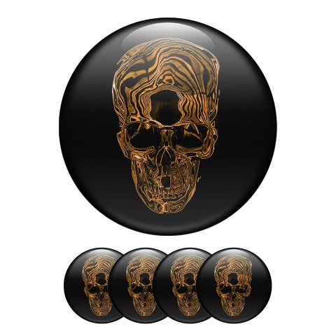 Skull  Silicone Stickers Center Hub In Old Gold Colors 