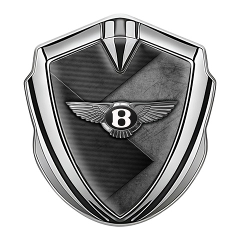 Bentley Tuning Emblem Self Adhesive Silver Slabs Plates Scratched Design