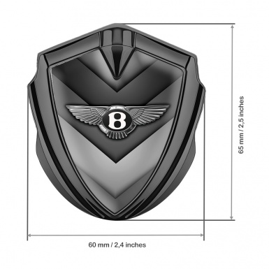 Bentley Fender Emblem Badge Graphite Grey V Shaped Lines Chrome Logo