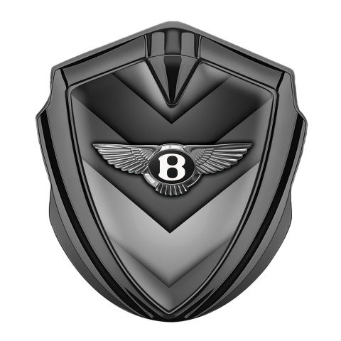 Bentley Fender Emblem Badge Graphite Grey V Shaped Lines Chrome Logo