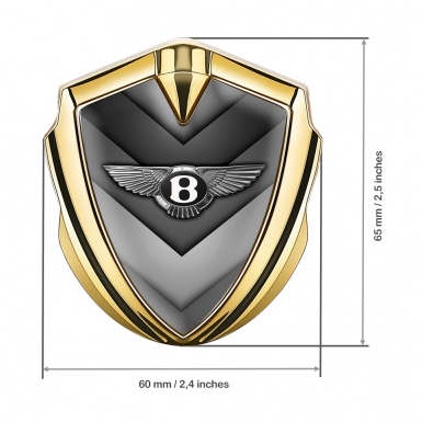 Bentley Fender Emblem Badge Gold Grey V Shaped Lines Chrome Logo