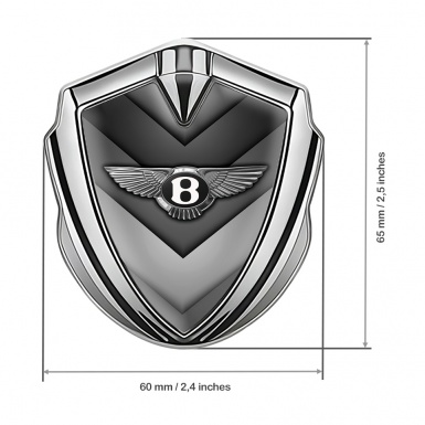 Bentley Fender Emblem Badge Silver Grey V Shaped Lines Chrome Logo