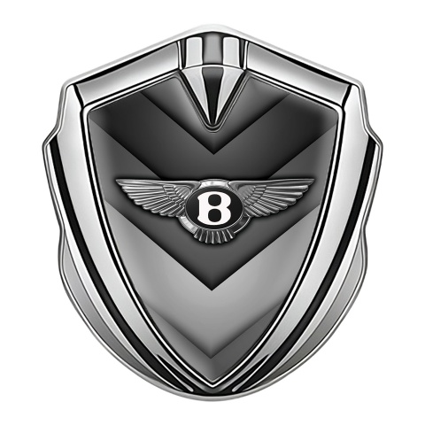 Bentley Fender Emblem Badge Silver Grey V Shaped Lines Chrome Logo