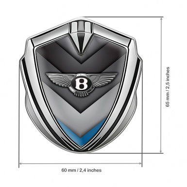 Bentley Fender Metal Emblem Badge Silver V Shaped Plates Blue Accent