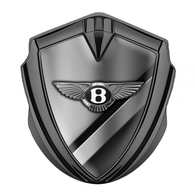 Bentley Trunk Emblem Badge Graphite Metallic Diagonal Plates Classic Logo