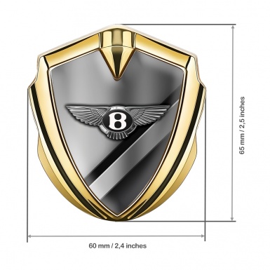 Bentley Trunk Emblem Badge Gold Metallic Diagonal Plates Classic Logo