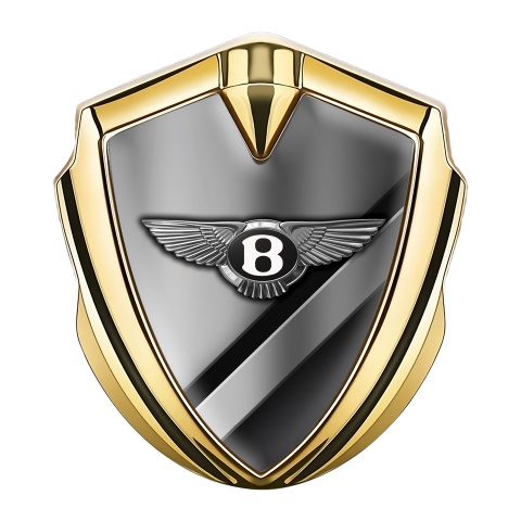 Bentley Trunk Emblem Badge Gold Metallic Diagonal Plates Classic Logo