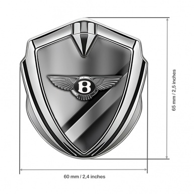 Bentley Trunk Emblem Badge Silver Metallic Diagonal Plates Classic Logo