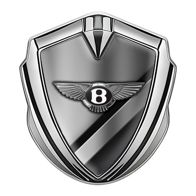 Bentley Trunk Emblem Badge Silver Metallic Diagonal Plates Classic Logo