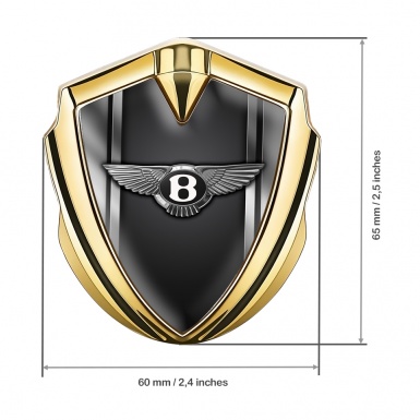 Bentley Trunk Metal Domed Emblem Gold Aluminum Side Plates Effect