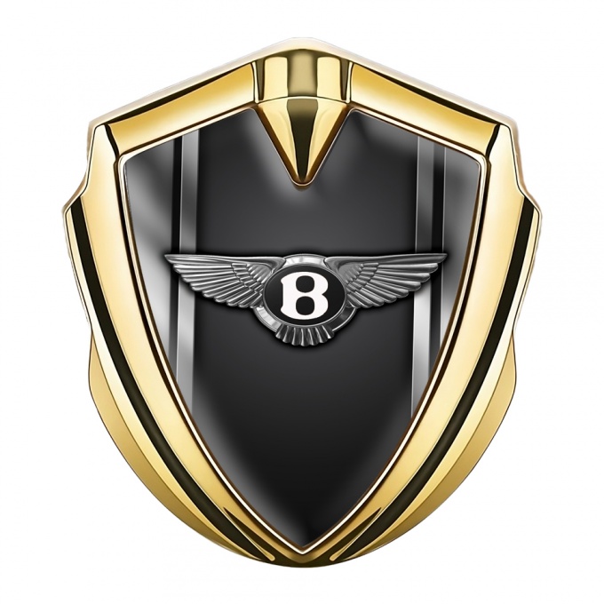 Bentley Trunk Metal Domed Emblem Gold Aluminum Side Plates Effect